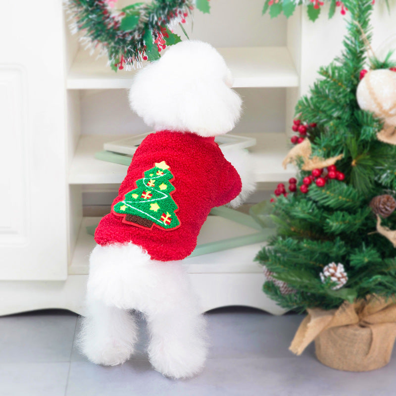 Christmas Tree Fluffy Jacket for Small Dogs