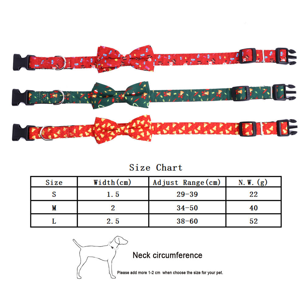 Christmas Dog Collar with Large Festive Bow