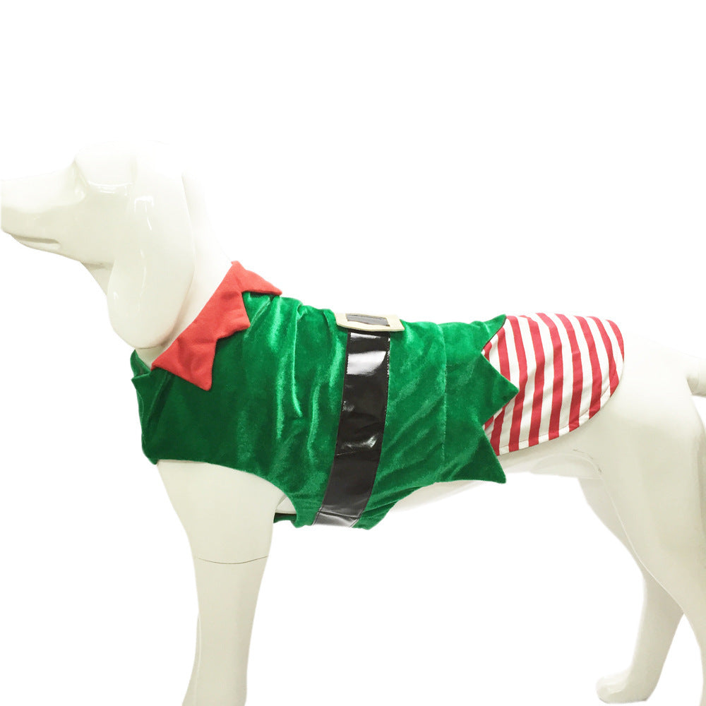 Green Elf Christmas Dog Costume